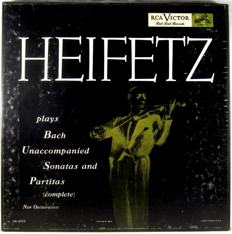 3 LP BOX RCA RED SEAL Bach HEIFETZ Solo Violin Sonatas & Partitas LM-6005 EX
