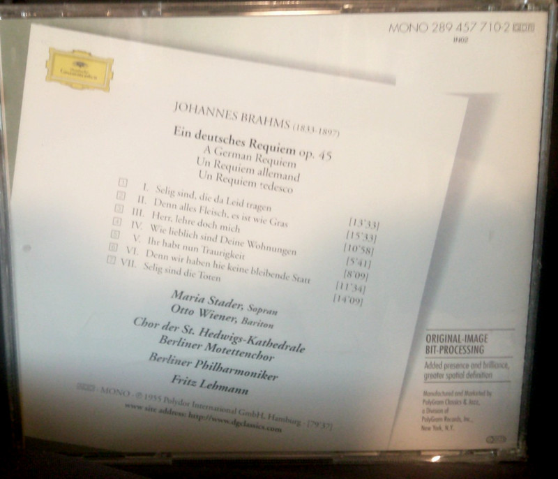 BRAHMS German Requiem -Ein Deutsches OP 45 CD BRAND NEW FACTORY SEALED