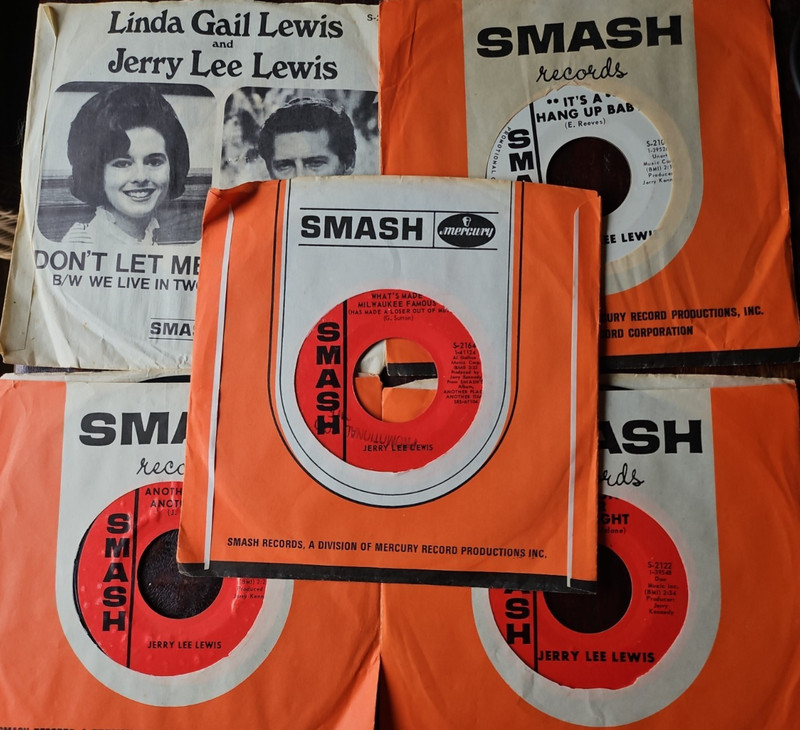 Lot of 5 45 RPM Jerry Lee Lewis Records SMASH EX Vinyl SMASH / MERCURY READ 7″