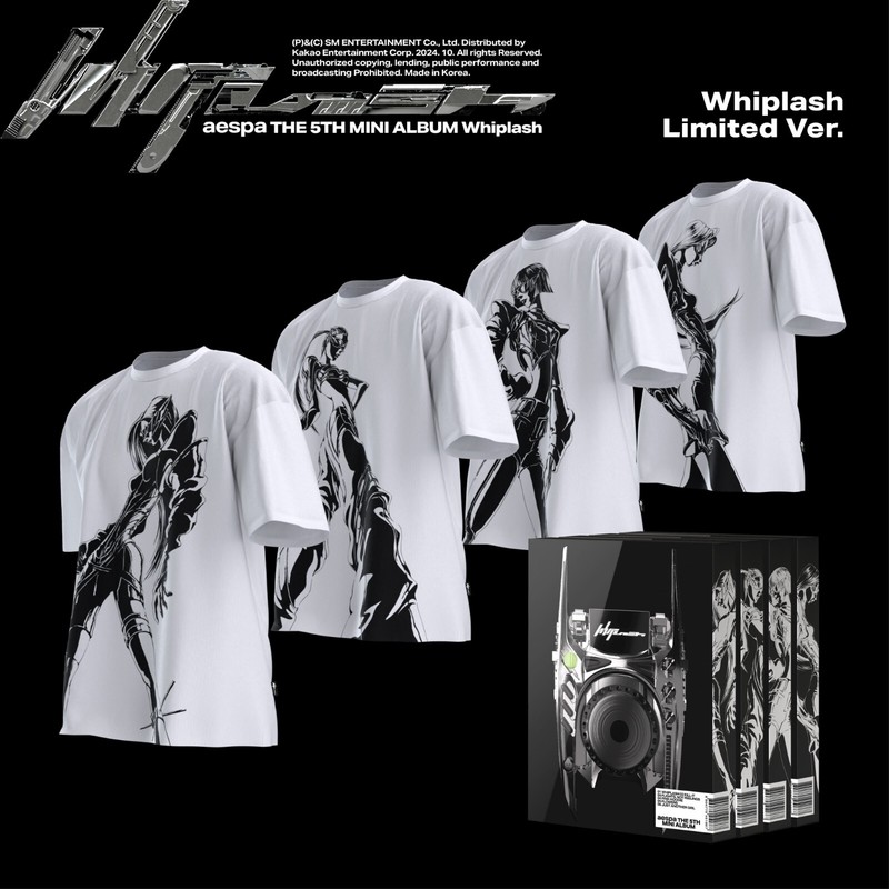 AESPA 5th Mini Album [Whiplash] Limited Random CD+P.Book+5p Card+T-shirts+Poster