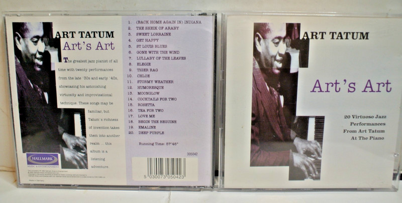 JAZZ CD - ART TATUM - ART'S ART GERMAN IMPORT - LIKE NEW - 20 TRACKS