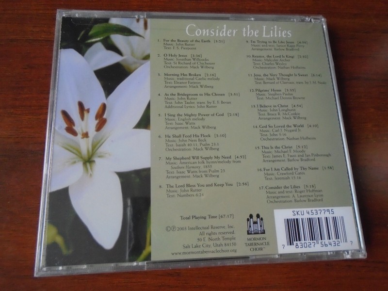 Consider the Lilies (CD) Mormon Tabernacle Choir Craig Jessop AOB gallery