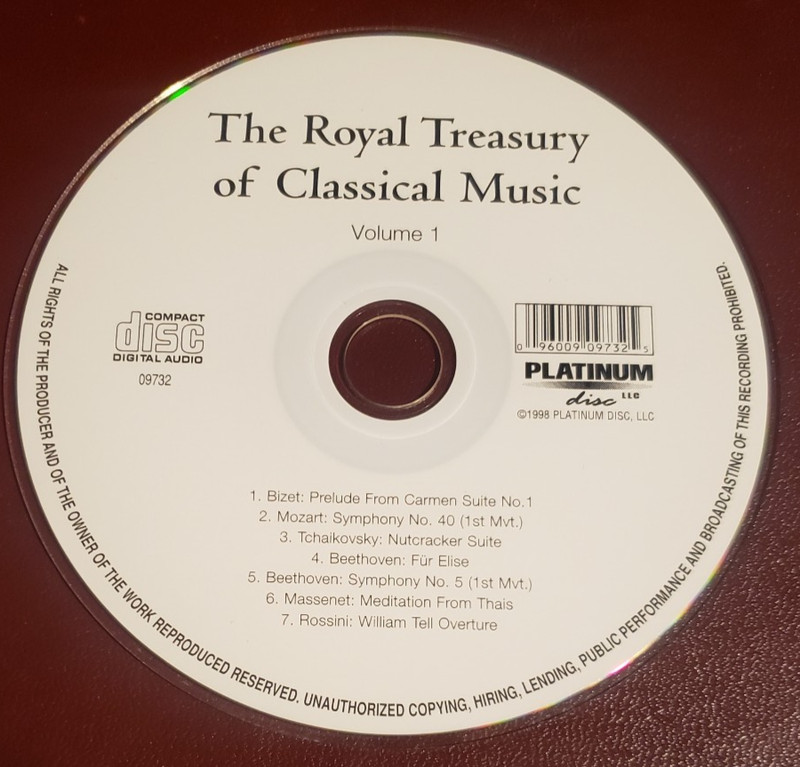 Music CD ONLY- The Royal Treasury of Classical Music Volume 1 (Platinum Disc)