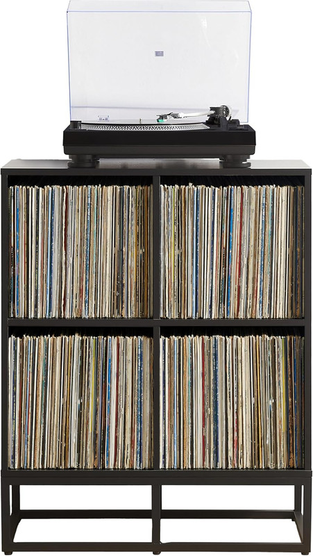 Enzo Black Vinyl Record Storage Cube Bookcase & Player Stand