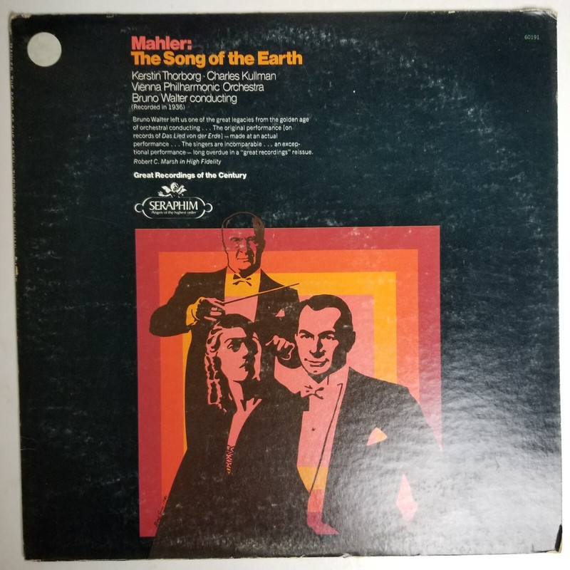 Mahler Song Of The Earth / Walter / Thorborg / Kullman Lp Seraphim 60191