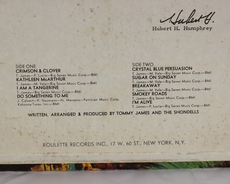 TOMMY JAMES & THE SHONDELLS Crimson & Clover LP 1969 ROULETTE Bell Sound SR42023 gallery