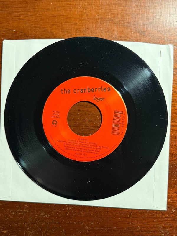 The Cranberries Linger Island Records 1993 Dreams 45 rpm Record