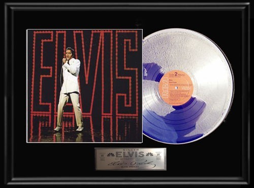 ELVIS PRESLEY NBC COMEBACK LP WHITE GOLD PLATINUM RECORD W-PRINTED SIGNED AUTO!