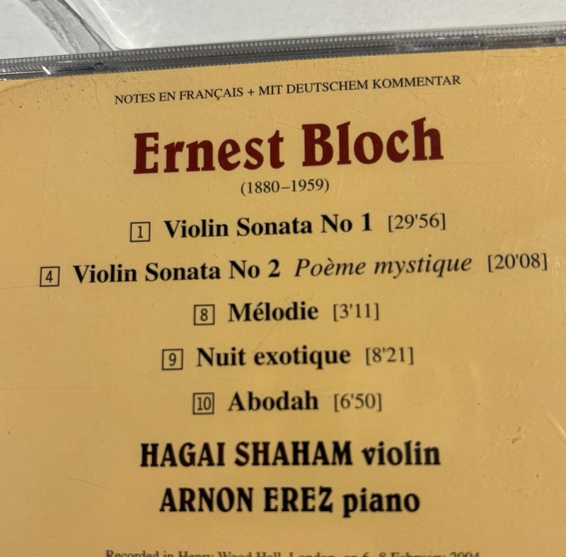 New Sealed CD: H Shaham & A Erez ERNEST BLOCH - VIOLIN SONATAS Hyperion DDD 2004 gallery