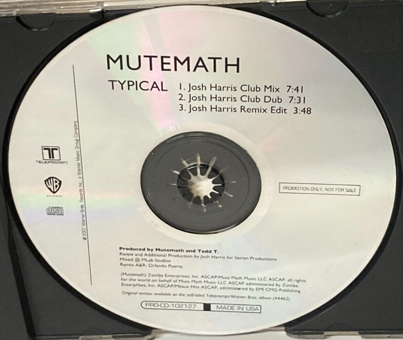 MUTEMATH "Typical" PROMO MAXI CD Josh Harris REMIXES / MINT Reprise ©2007 gallery