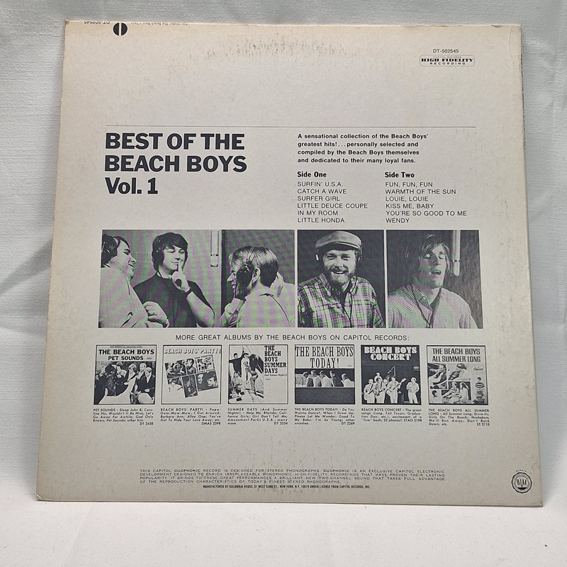 The Beach Boys Best Of The Beach Boys Vol 1 DT 502545 Vinyl LP Capitol Records gallery