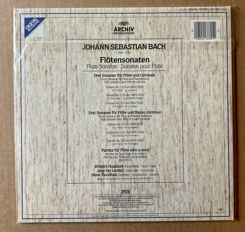 Archiv Produktion 2-LP- JS Bach Flute Sonatas. Flute, Cello, Harpsichord; Exc! gallery