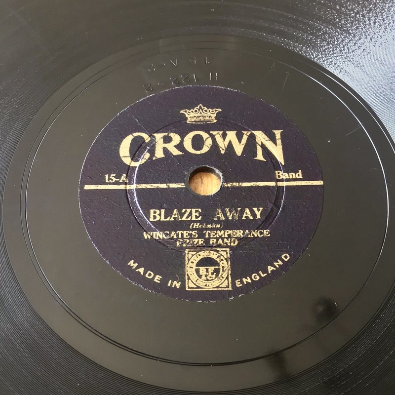 Wingate's Temperance Prize Band ~ Blaze Away (Crown 15) 1930's 9" 78rpm Shellac gallery