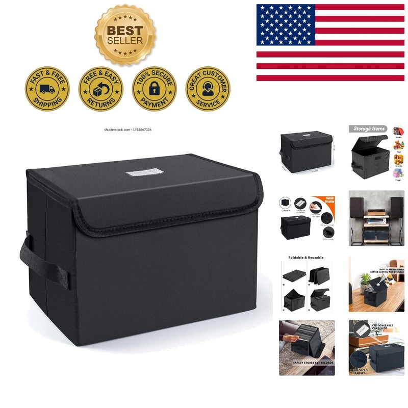 Compact 7-inch Black Vinyl Record Storage Box – Easy-Categorization Design