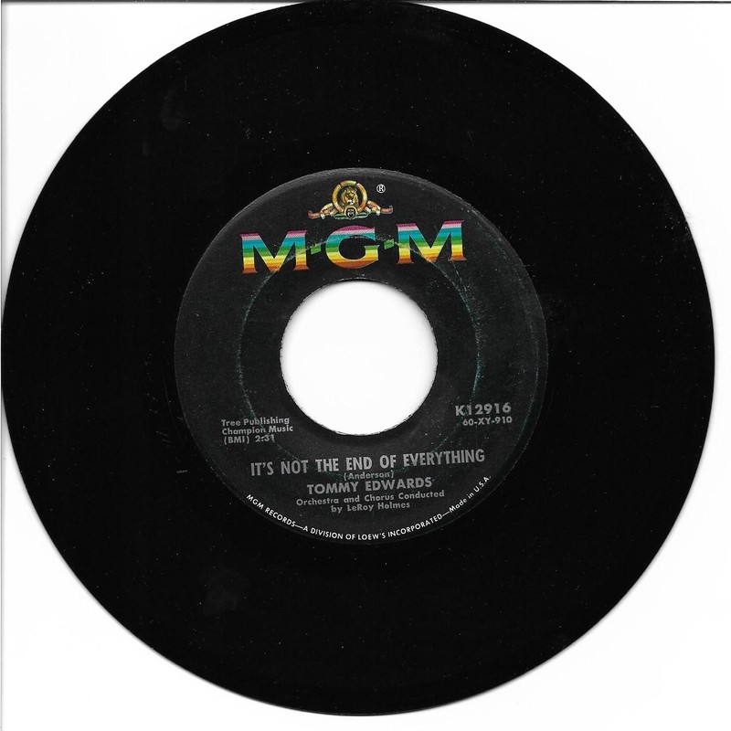 Tommy Edwards: "It's Not The End Of Everything" / "Blue Heartaches" - EX pl NM!