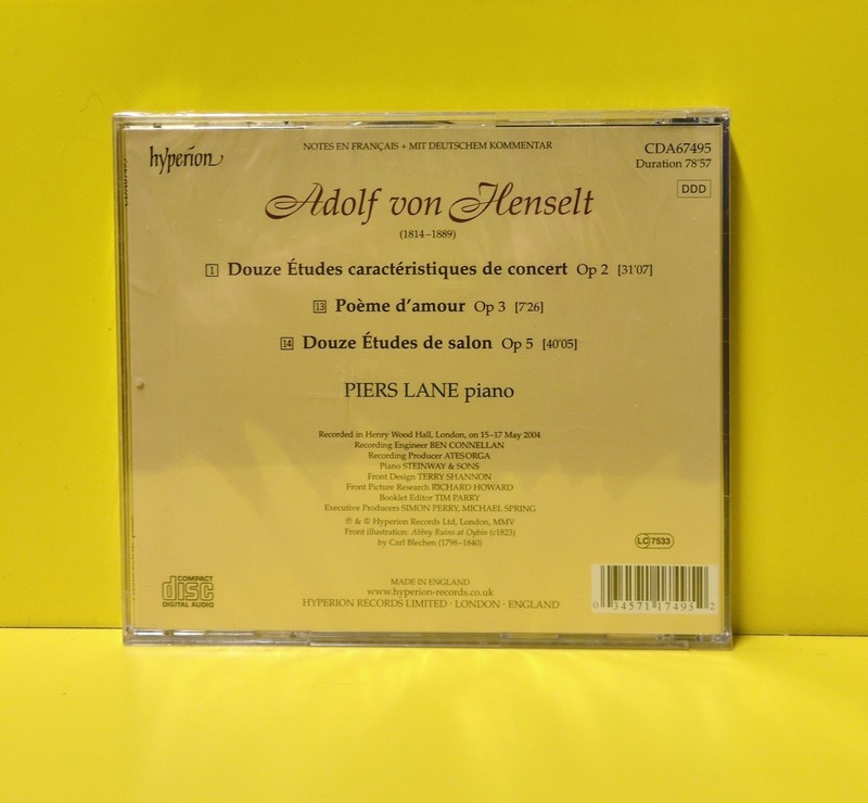 Adolf von Henselt - Piers Lane - 2004 - CDA67495 New - Sealed - CDs gallery