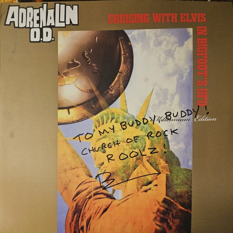 Adrenalin O.D. Autographed By Bruce Wingate Cruising With Elvis 1988 12″ Vinyl