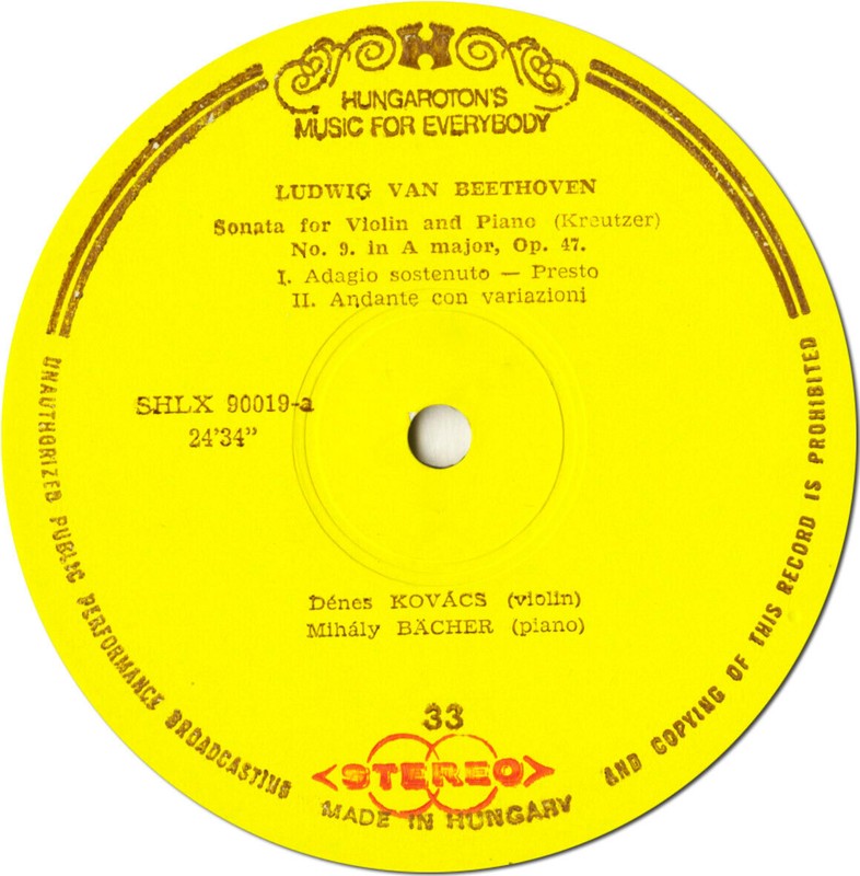 BEETHOVEN Violin Sonatas Op.47 & 23 KOVACS Hungaroton HLX-90019 Early Stereo NM gallery