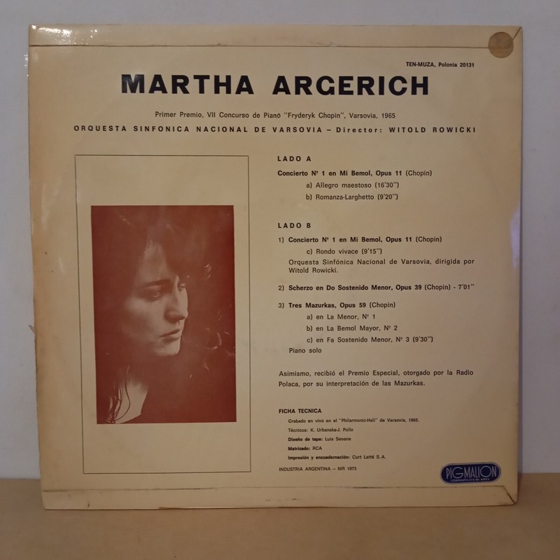 Martha Argerich Plays Frédéric Chopin Warszawa 1965 Vinyl Record LP gallery