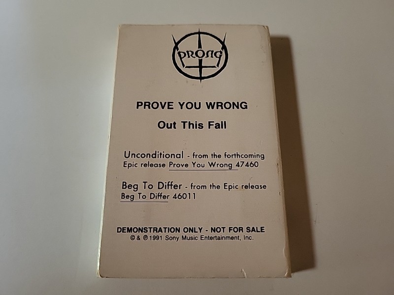 Prong Prove You Wrong Cassette Advance Release Promo Cardboard Sleeve 1991