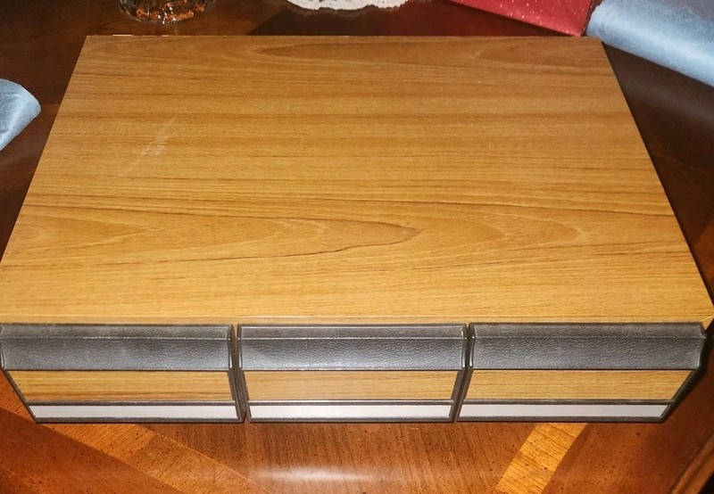 ​Vintage 3-Drawer Cassette Tape Storage Cabinet Wood Case Holds 42 Retro