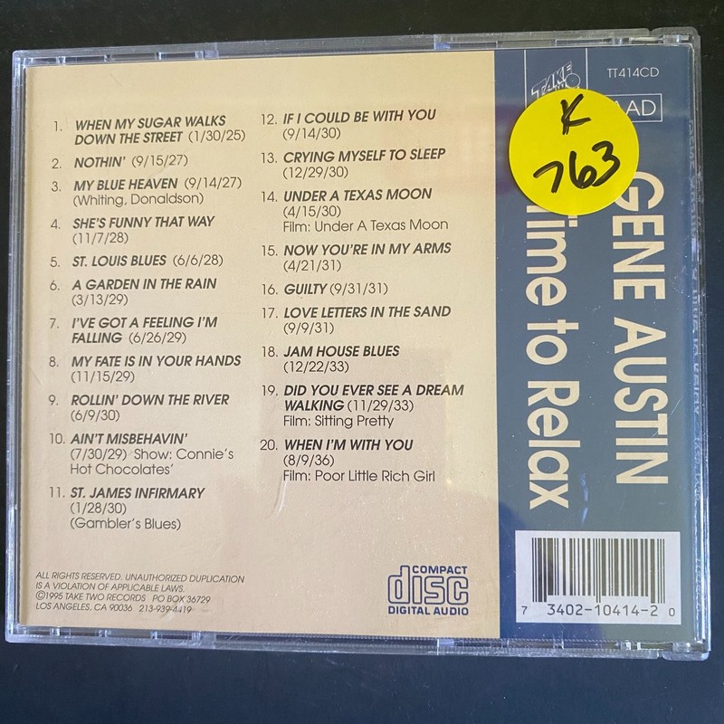 Gene Austin – A Time To Relax CD 1995 Classic Jazz Pop Big Band Take Two gallery