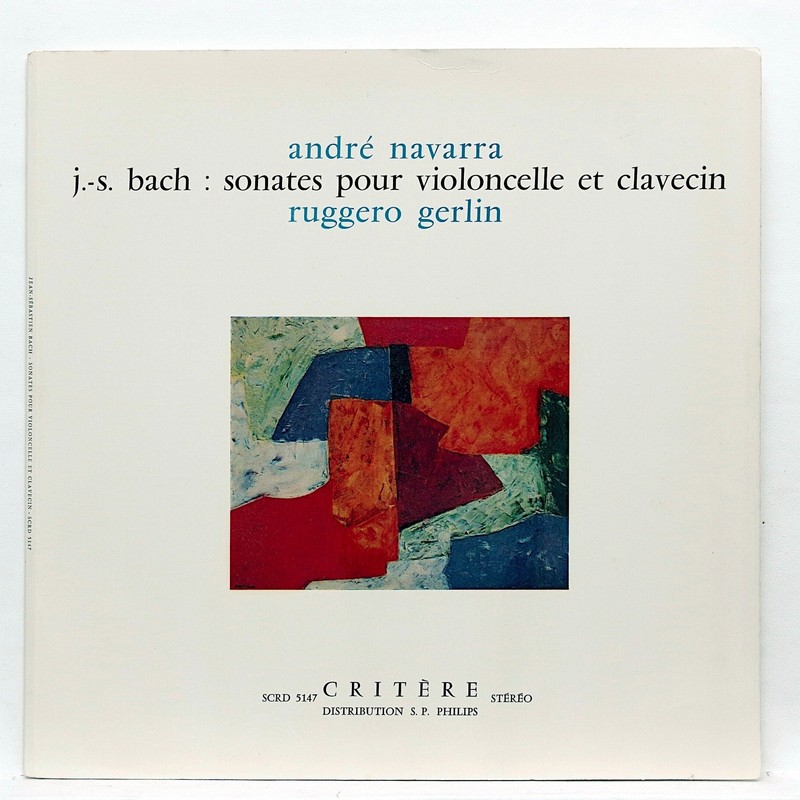 ANDRE NAVARRA, GERLIN ⸺ JS BACH cello & harpsichord sonatas ⸺ CRITERE LP NM