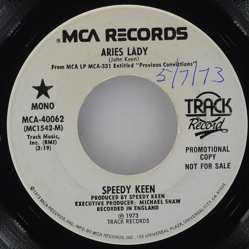 SPEEDY KEEN Let Us In / Aries Lady MCA MCA-40062 VG 45 7" 1973 Rock gallery