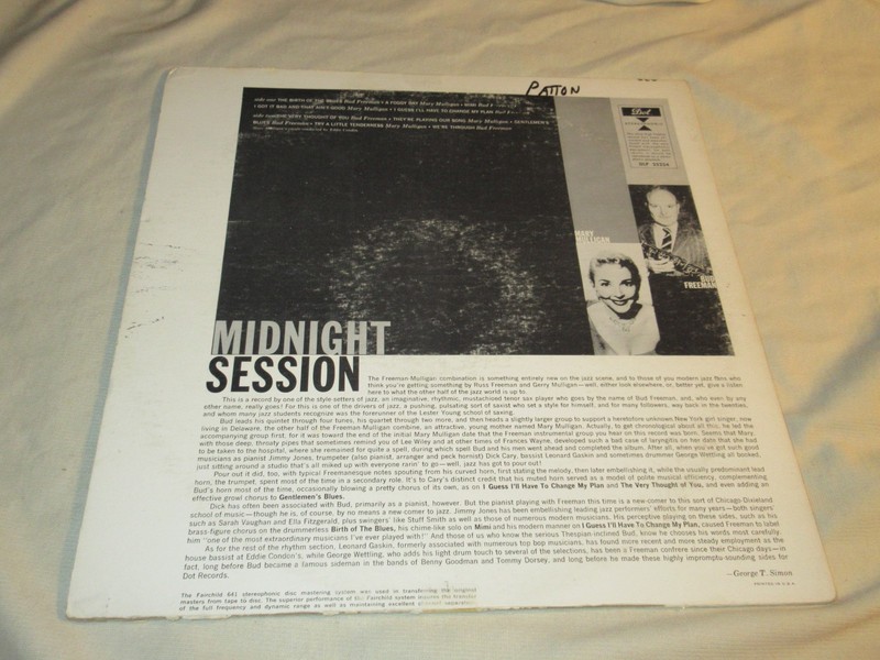 MARY MULLIGAN BUD FREEMAN Midnight Session (1960) LP Jazz Dot Stereo gallery