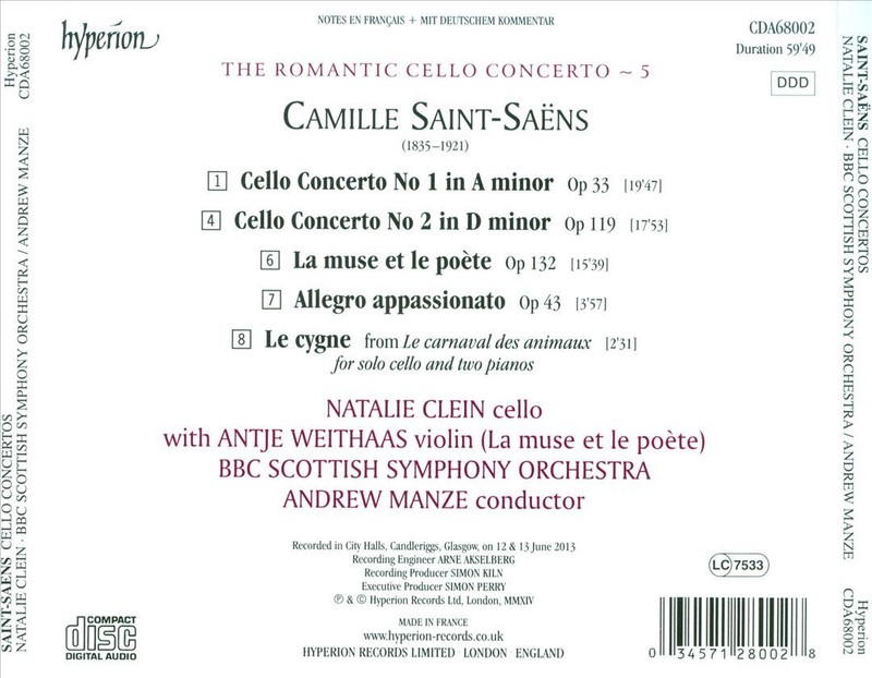 THE ROMANTIC CELLO CONCERTO, VOL. 5: SAINT-SA‰NS NEW CD