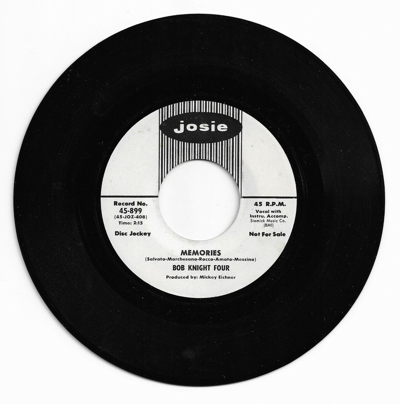 DOO WOP 45 THE BOB KNIGHT FOUR MEMORIES ON JOSIE VG+ ORIGINAL PROMO