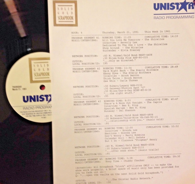 RADIO SHOW:THIS WEEK/61 3/21/91 EVERLY BROS, BRENDA LEE, MARTY ROBBINS,SHIRELLES