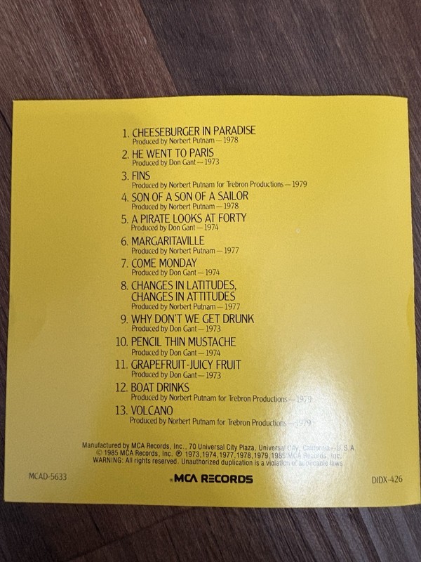 Jimmy Buffet CD “Songs You Know By Heart: Greatest Hits CD” gallery