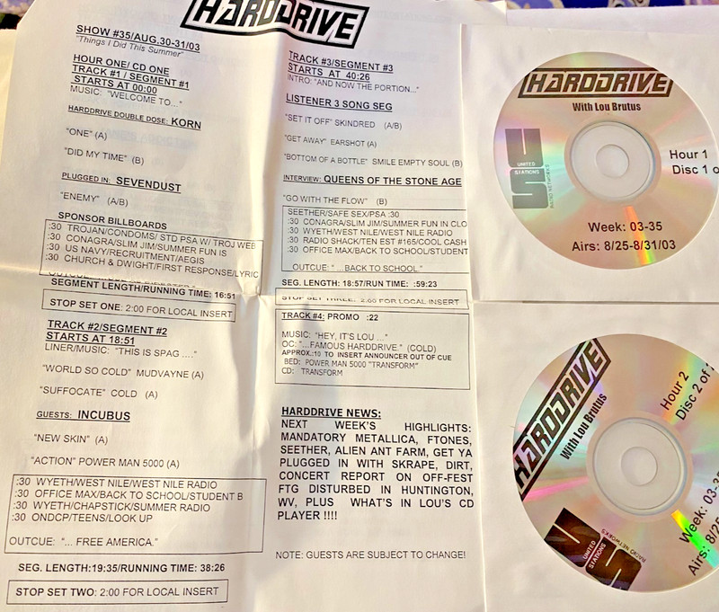 8/30/03 LOU BRUTUS HARDDRIVE: IN STUDIO INCUBUS, JANE’S ADDICTION, AUDIOSLAVE