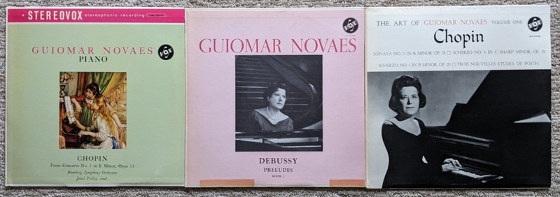 Guiomar Novaes LP Lot (3): Debussy Preludes Book 1, Chopin No. 1 in E Minor -Vox