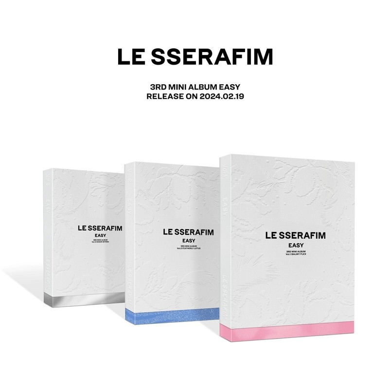 LE SSERAFIM 3rd Mini Album [EASY] 3Ver SET CD+Book+Lyric+P.Card+F.Poster+Sticker