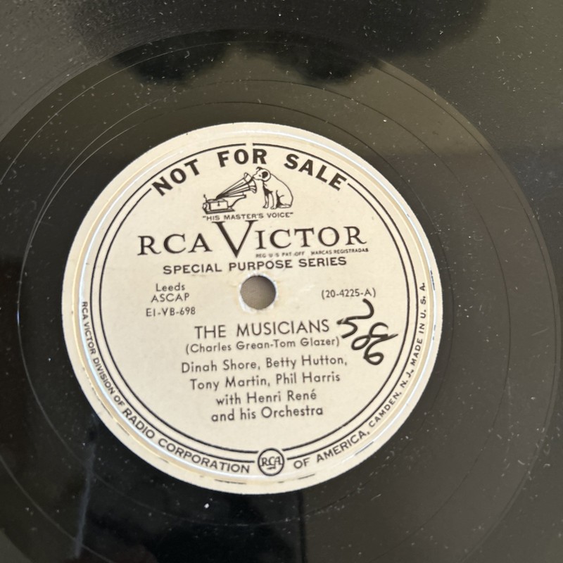 DJ PROMO Special Purpose RCA 20-4225-“THE MUSICIANS “ Betty Hutton, Dinah Shore gallery