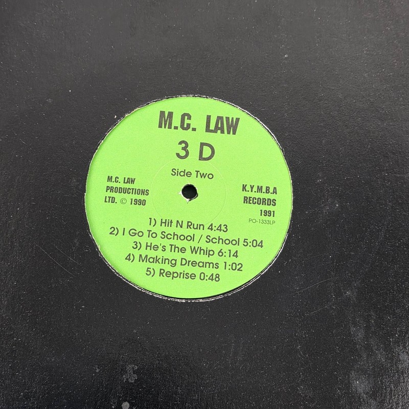 M.C. LAW – 3 D LP Record 1991 K.Y.M.B.A. Records Hip Hop 33 RPM Record