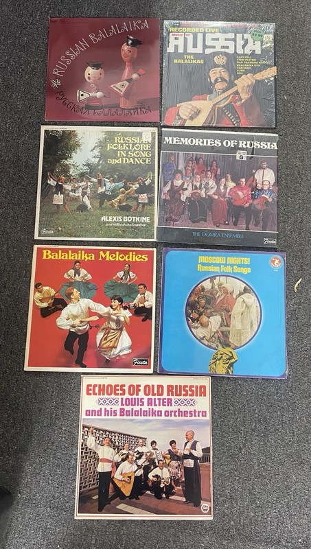 Lot of 7 Vintage Russian Balalaika & Folk Music Vinyl LPs EX Condition