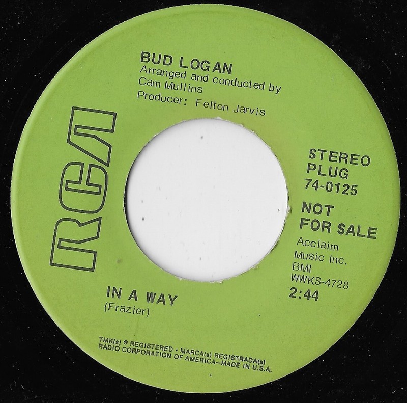 In A Way / Lonely As A Seagull (In A Wheat Field)/ Bud Logan (Promo) VG+