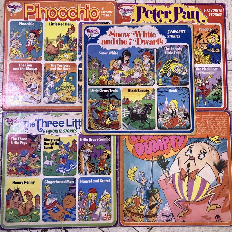 Tinkerbell Records Vinyl LP Record Lot -Pinocchio Peter Pan Snow White Humpty D