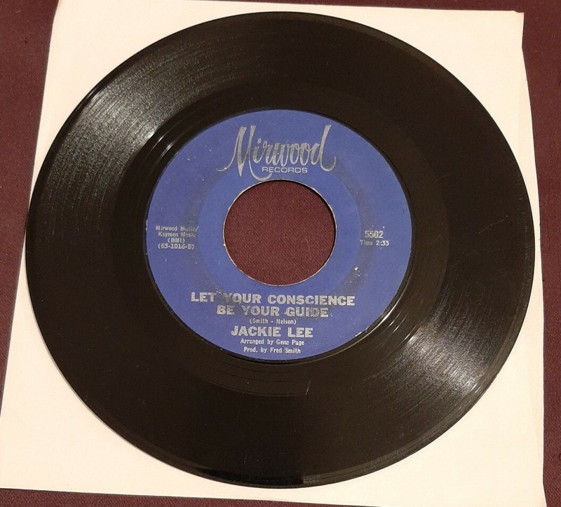 Jackie Lee 45 Let Your Conscience Be Your Guide / The Duck Mirwood 5502 vg+