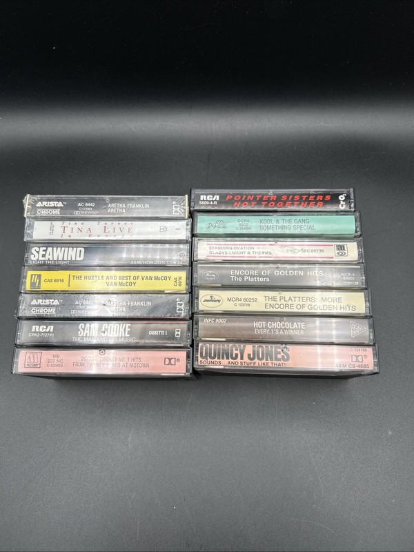 14 Vintage Soul R&B Funk Cassette Lot – Aretha Tina Turner Quincy Jones
