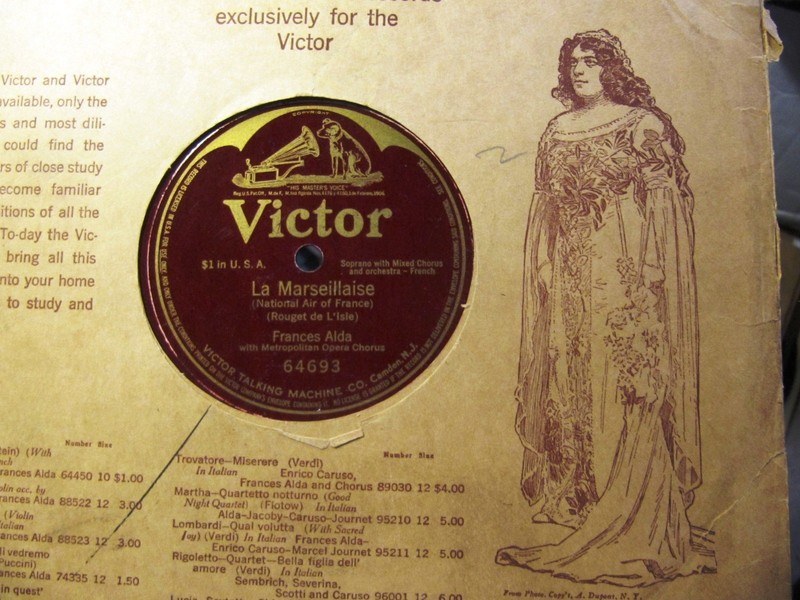 E+ 1917 French Anthem LA MARSEILLAISE FRANCES ALDA Picture Victor Record 64693