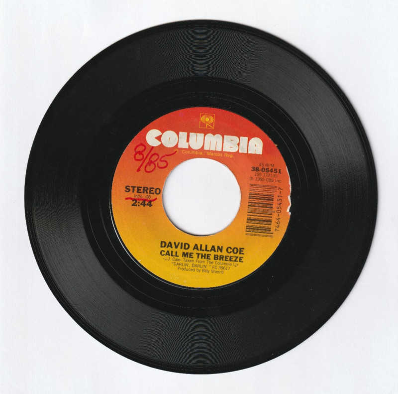 Lot of 3 Vinyl 45 RPM's: DAVID ALLAN COE (5 Songs Total & 1 with Bill Anderson) gallery