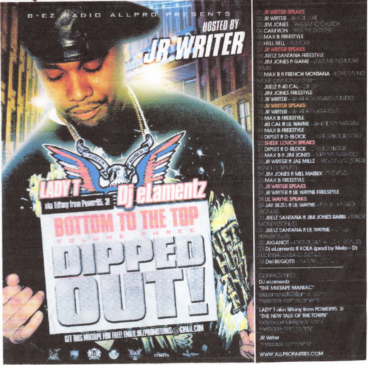 JR WRITER DIPSET BOTTOM TO THE TOP DJ ELAMENTZ LADY T MIXTAPE MIX CD RARE