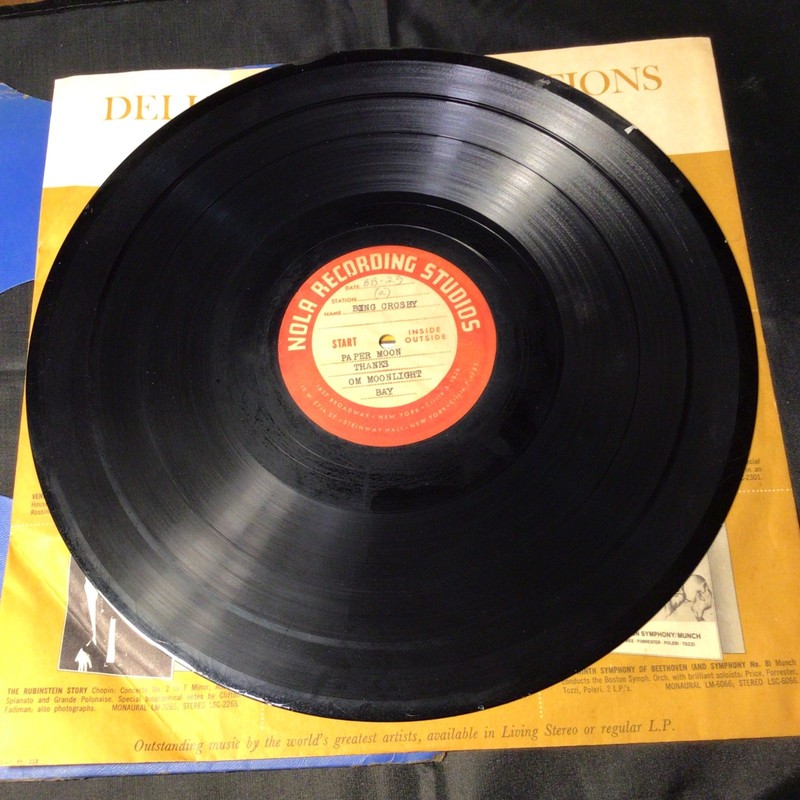 12″ 33 1/3 RPM ACETATE 5 SONGS BY «BING CROSBY»- NOLA RECORDING STUDIOS