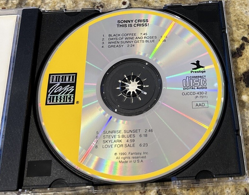 This Is Criss! by Sonny Criss (CD, Jul-1991, Original Jazz Classics) PRESTIGE gallery