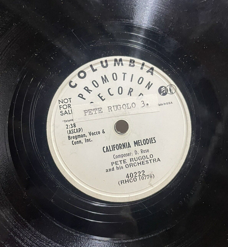 Pete Rugolo 360 Special California Melodies Columbia White Label PROMO 78 1954