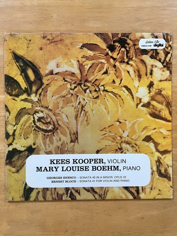 ENESCO BLOCH Violin Sonata Kees KOOPER Mary Louise BOEHM Golden Crest LP Rare NM